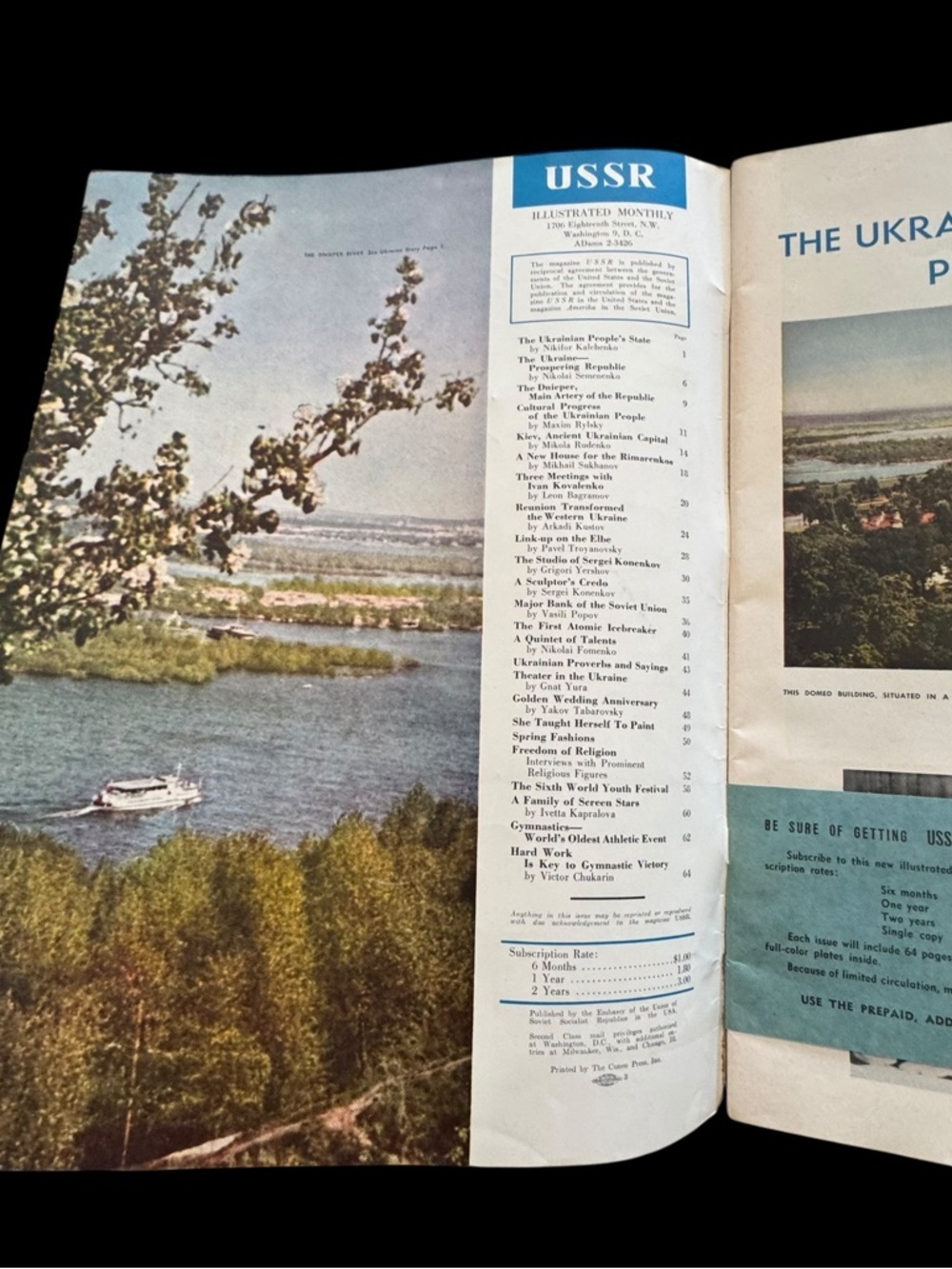USSR Illustrated Monthly No 8 1957 Soviet Ukraine Cold War Pre-Sputnik Magazine - Picture 4 of 10